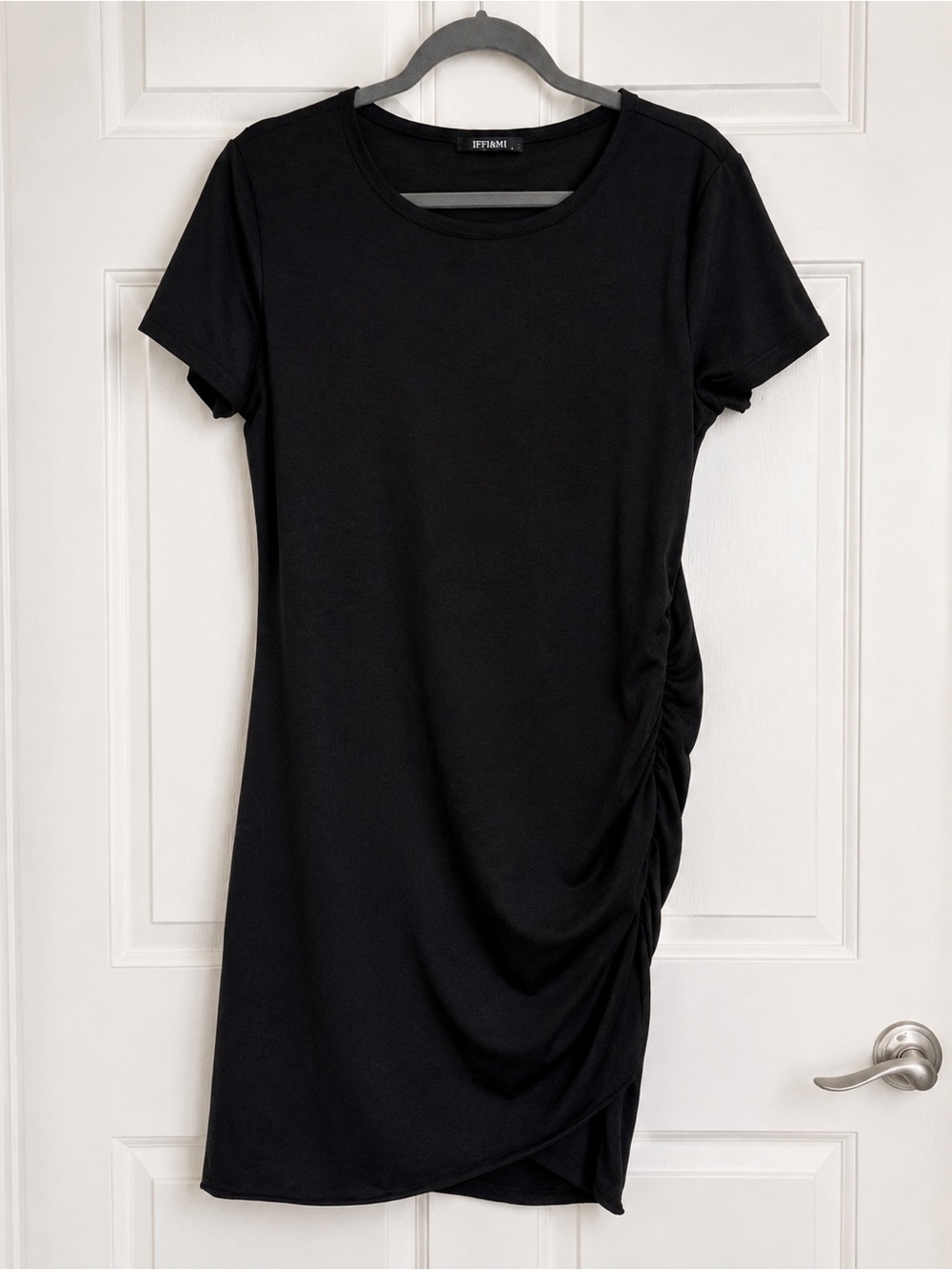 Ruched Asymmetrical T Shirt Dress Minimal Capsule Beachy Flattering Cut Large